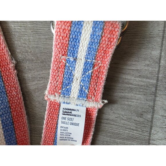 American Eagle Outfitters Striped Canvas Belt With Anchor Patch One Size Cotton - Picture 6 of 10